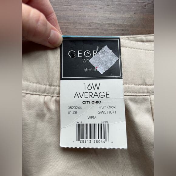 George Woman 16W City Chic Fruit Khaki Cream Wide Leg Trousers Business Casual - Picture 7 of 9